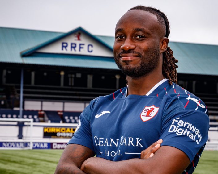 New Raith Rovers signing Fankaty Dabo at Stark's Park.