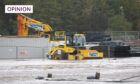 Flooding at the East End Community Campus site during Storm Babet.