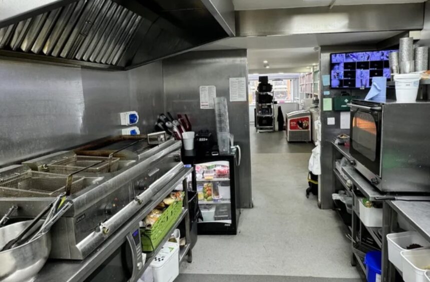 Commercial kitchen at the rear of the cafe.