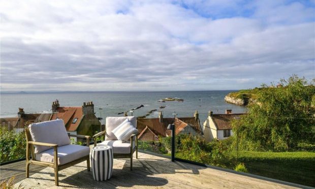 The view from the Pittenweem home with a stunning terrace in Fife