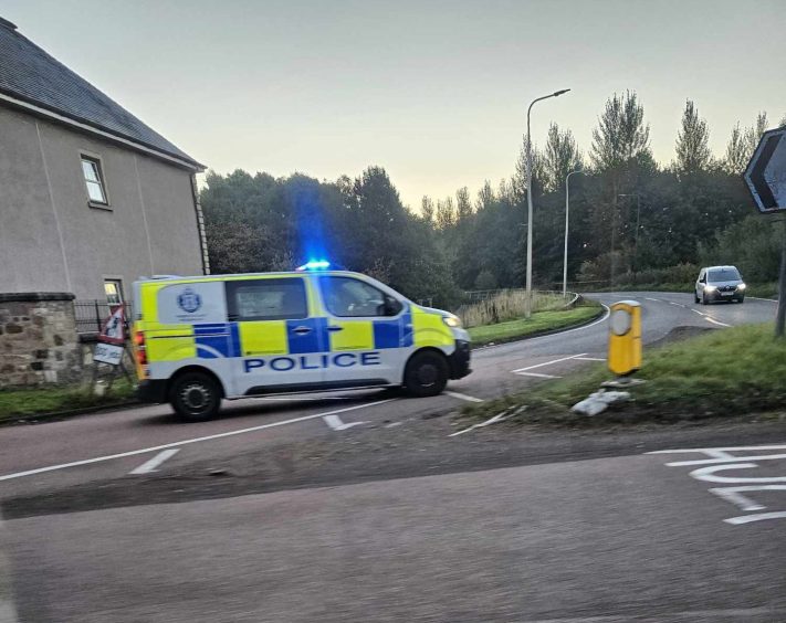 The road was breifly closed from the Preston Roundabout, Glenrothes.