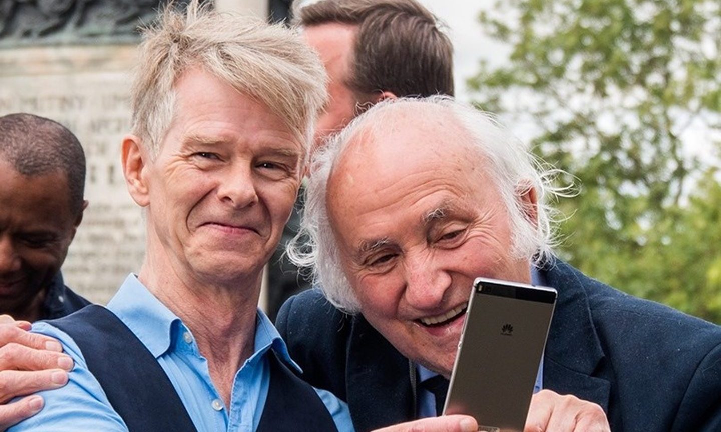 Rab Buchanan with co-star Richard Demarco as they pose for a selfie.