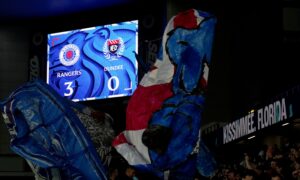 Dundee crashed out of the Premier Sports Cup at Ibrox. Image: Jane Barlow/PA Wire.