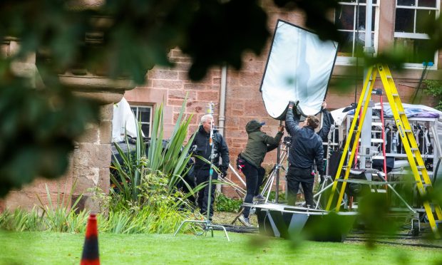 Filming crews setting up at Hospitalfield House in Arbroath. Image: Steve Brown/DC Thomson