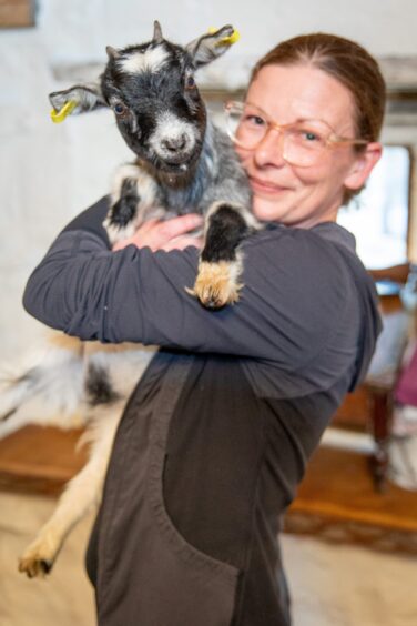 Pilates with goats instructor Jo