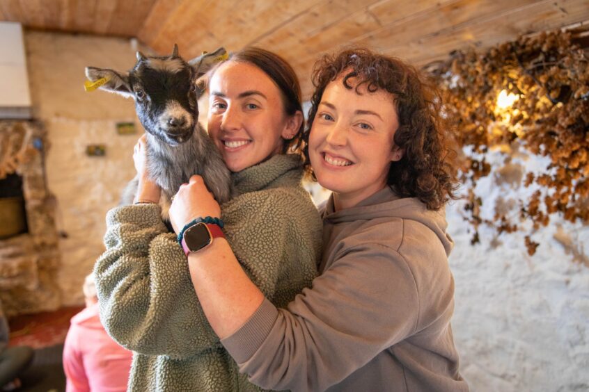 Madison Brown and Jacqui McDermitt from Ayrshire travelled a long way to attend the class at Pygmy Goat Pilates.