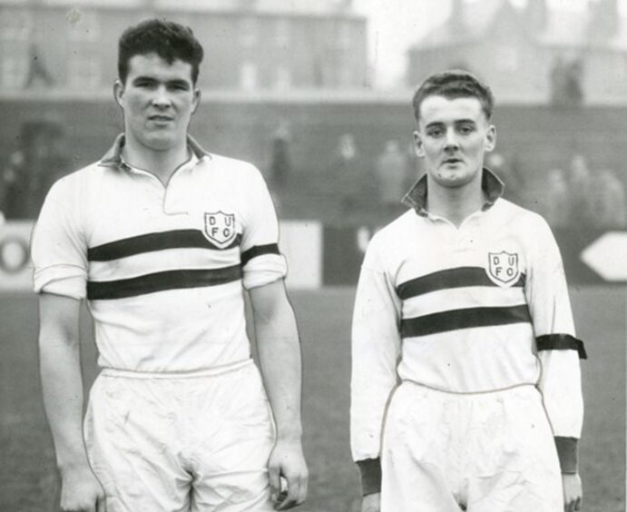 Ron Yeats, left, and Peter Prior at Dundee United