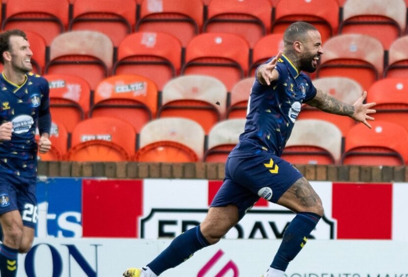 Kyle Vassell celebrates dumping Dundee United out of the Scottish Cup