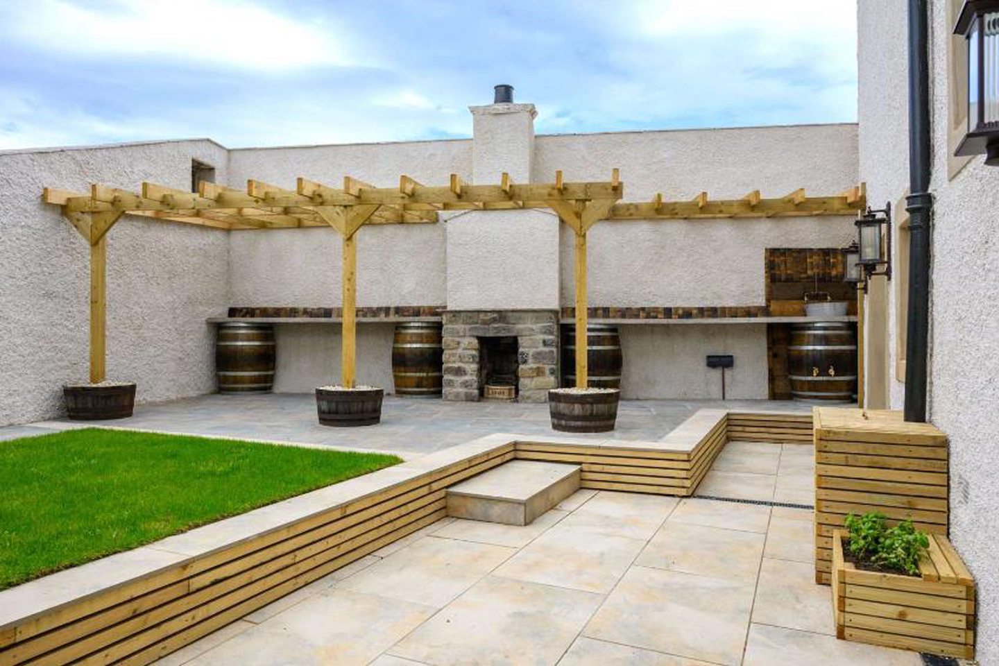 A patio in the back garden.