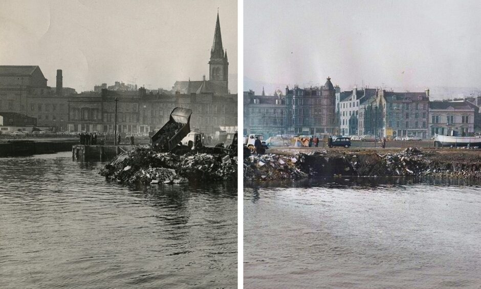 The tidal basin work in black and white and colour through AI.