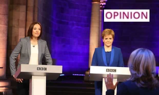 Kezia Dugdale and Nicola Sturgeon at leaders' debate on May 21, 2017. Image: Andrew Millgan/PA Wire