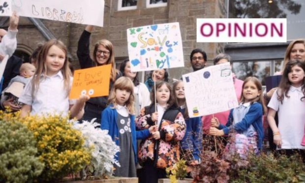 Recent protest outside Birnam Library. Image: Euan Wilding.