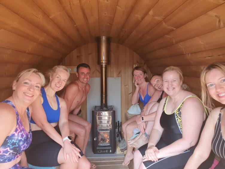 Debbie joined the other participants in the outdoor sauna at Viking Heat Retreat.