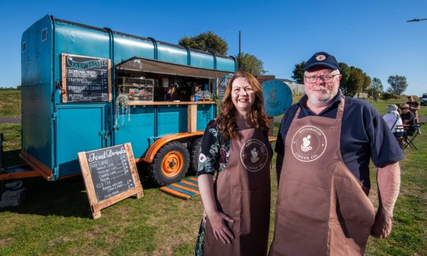 Nikki and Trevor Rooney work at WellGround Coffee Co food truck at Monifieth beach. Image: Alan Richardson.