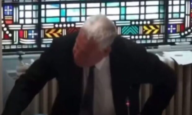 The moment Mr Boyd stood up to address Ms Speed at a council meeting.