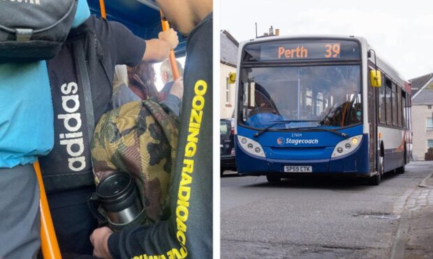 Passengers were left stranded by the packed 39 Stagecoach bus. Image: Supplied/Kim Cessford/DC Thomson