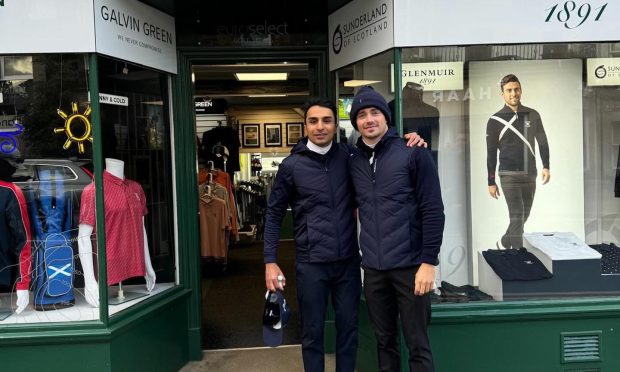 Charles Leclerc alongside Glemuir managing director Mikhel Ruia. Image: Auchterlonies of St Andrews