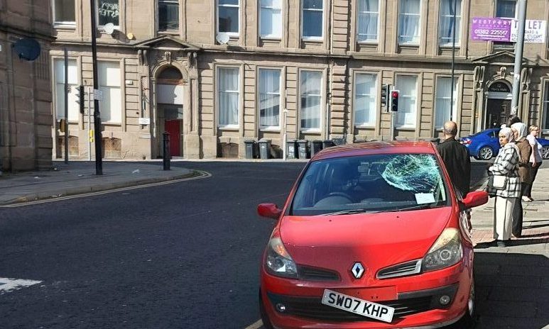 A person was taken to hospital after being hit by a car on Meadowside in Dundee. Image: Supplied