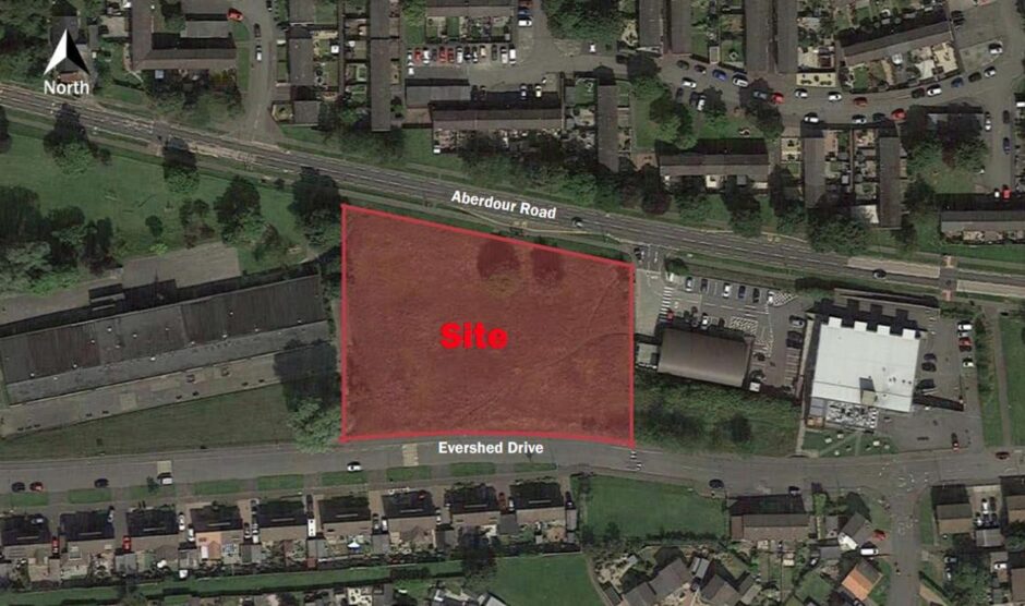 an aerial shot showing planned site of the affordable housing in Dunfermline