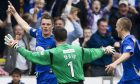 Martin Hardie after scoring a free-kick equaliser against Hearts.