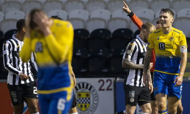 Jason Kerr's red card against St Mirren was the first of three in a row for St Johnstone in 2020.