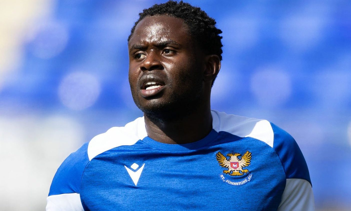 a head and shoulders shot of Benji Kimpioka while playing for St Johnstone