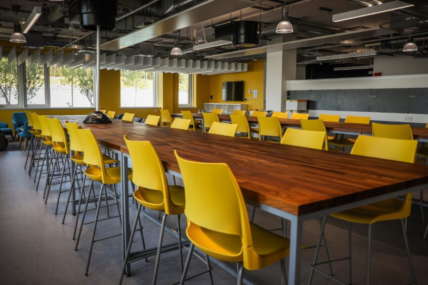 Tables and chairs in the Learning Lab of Dunfermline Learning Campus