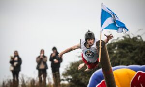 The second participant to reach the flag. Image: Mhairi Edwards/DC Thomson