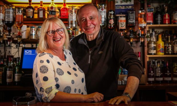 Wilma and Jimmy Henderson who are selling Ye Olde Hotel, known as Hendies, in Leuchars, Image: Mhairi Edwards/ DC Thomson.