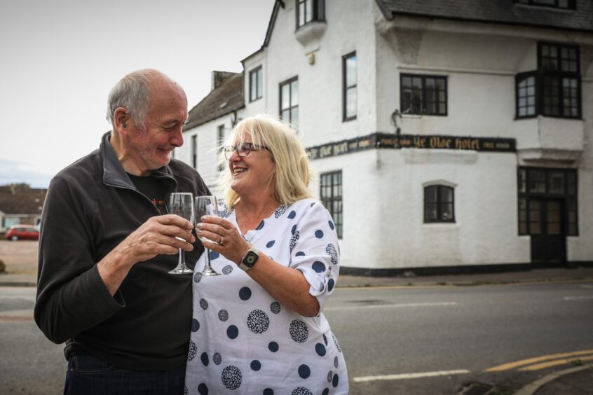 Wilma and Jimmy Henderson who have sold Ye Olde Hotel, known as Hendies, in Leuchars.