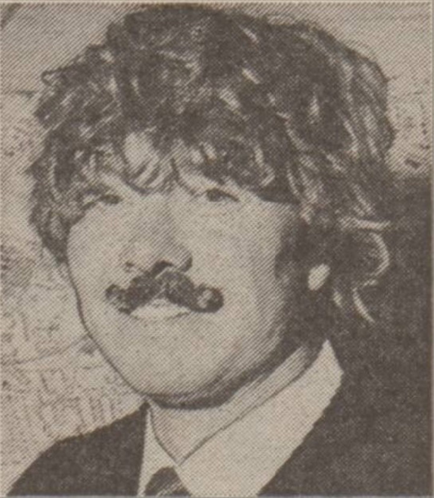 Peter MacIntyre in his wig and false moustache in 1978.