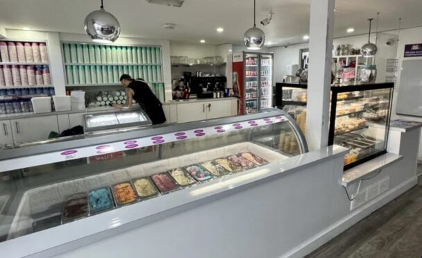 The main display counter at the ice cream cafe in Perth.