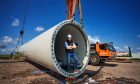 Businessman Simon Howie inside part of the turbine tower.