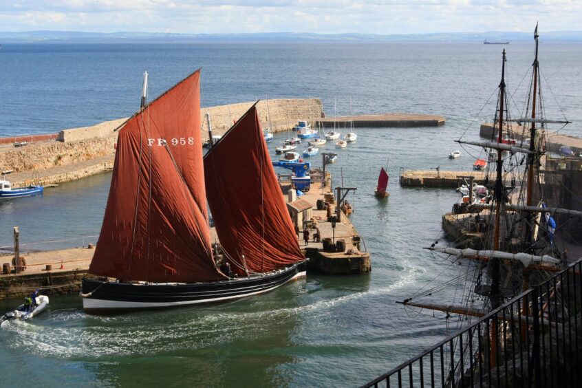 Dysart Harbour during Outlander filming in 2015.