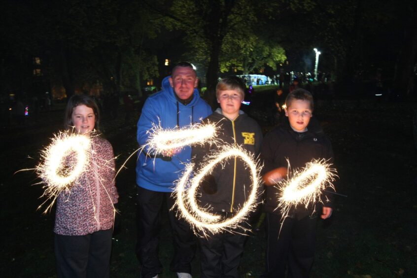 Morgan Moyes, Lee Taylor, Reece Taylor and Gavin McVicar with sparklers in 2010.