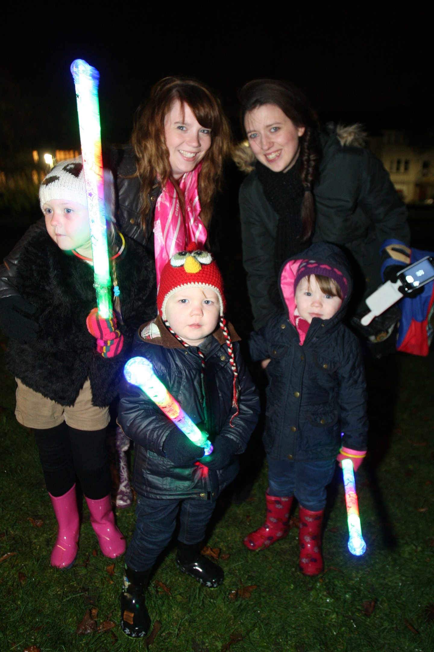 mum Keira and Caleb Smith and mum Lily Workman with Elizabeth Forbes and Stacy Barrowman are pictured at Baxter Park in November 2013. The children have light-up wands.