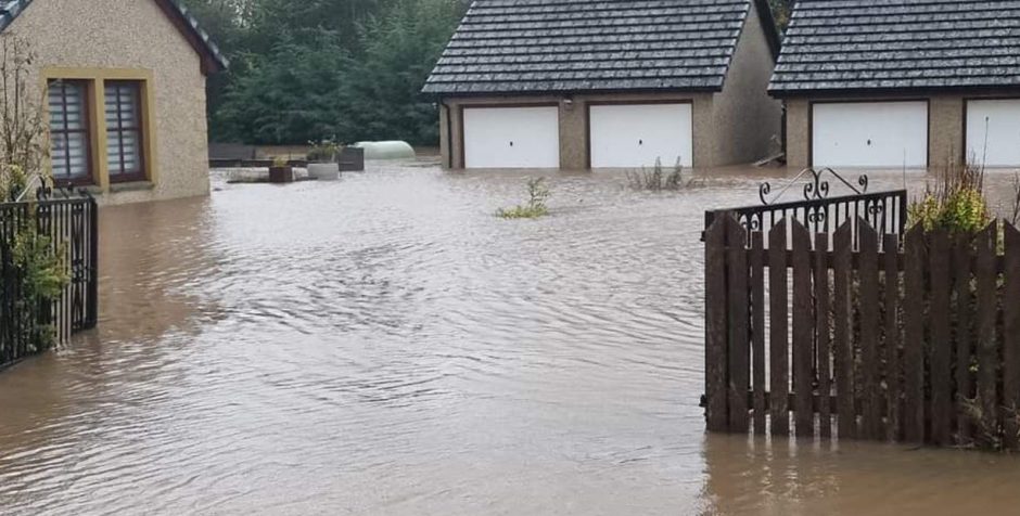 Flooding at Finavon during Storm Babet.