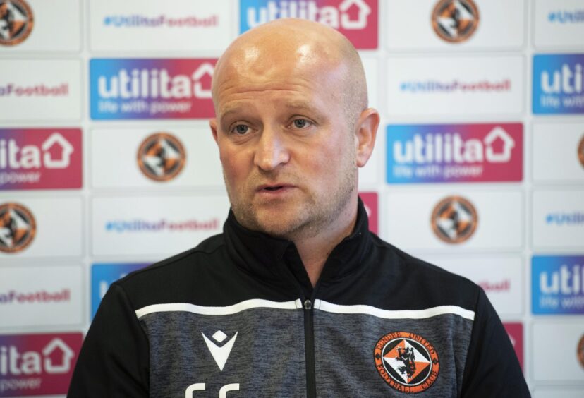 Gordon Forrest addresses the media during his time with Dundee United.