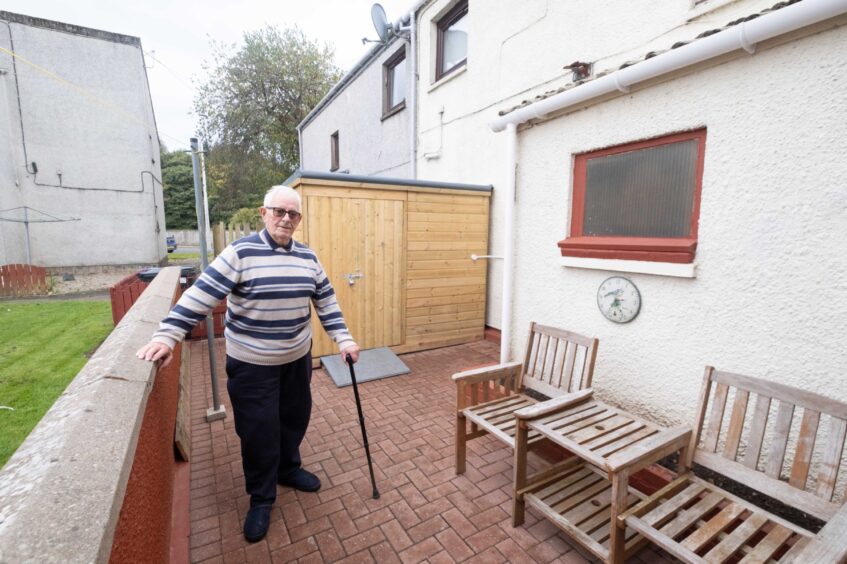 Storm Babet flood victim Ian Stewart at his home in Brechin.