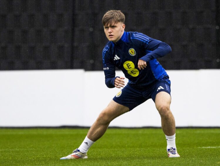 Liverpool's Ben Doak training with the Scotland squad