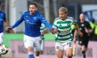 St Johnstone's Drey Wright and Celtic's Daizen Maeda in action during recent clash. Image: Ross MacDonald / SNS Group