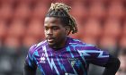 Dapo Mebude warms up for Dunfermline Athletic F.C.