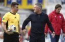 Dundee boss Tony Docherty was furious with referee Grant Irvine after Mo Sylla's red card. Image: Rob Casey/SNS