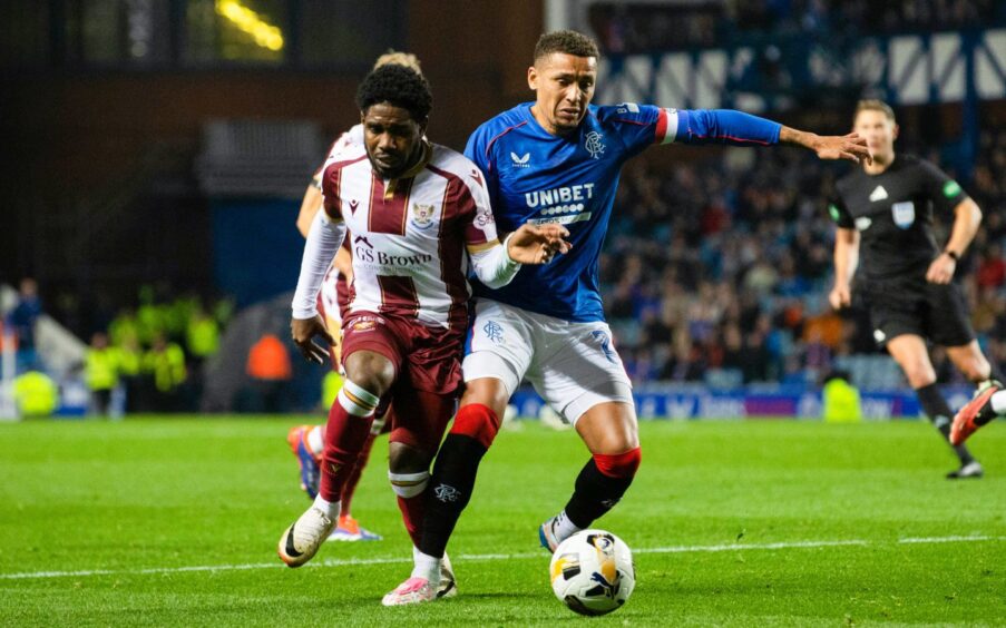 Andre Raymond in action for St Johnstone against Rangers. 