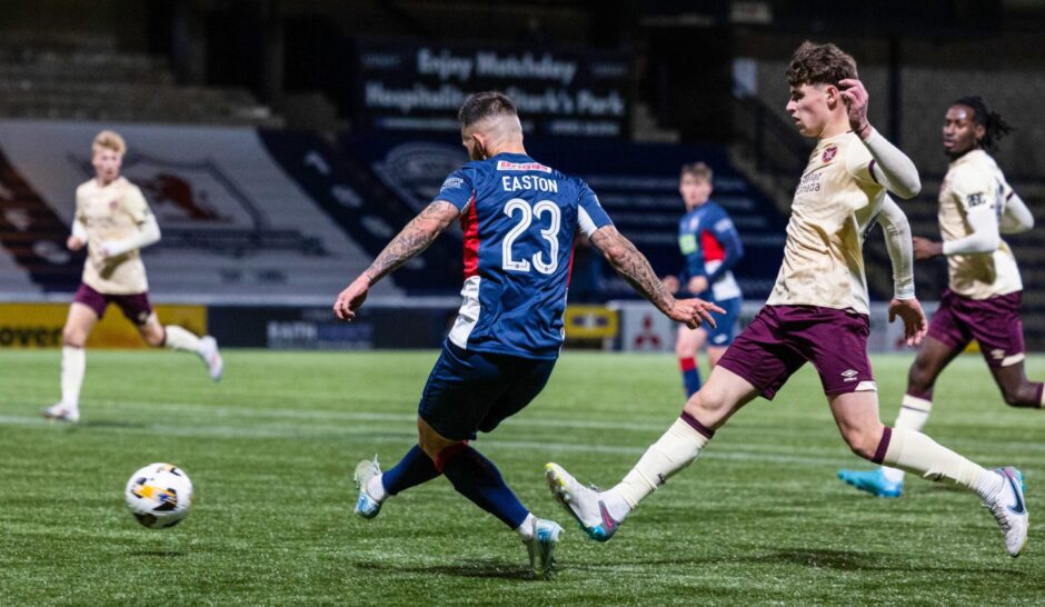 Dylan Easton fires in Raith Rovers' third goal.