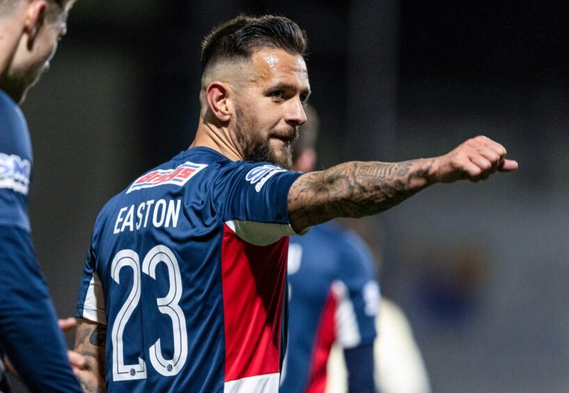 Dylan Easton celebrates after earning Raith Rovers an impressive 3-1 victory.