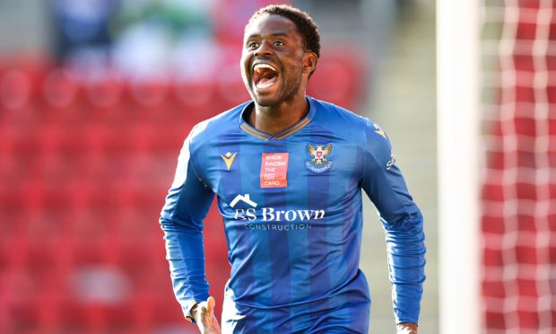 Benji Kimpioka celebrates his second goal.