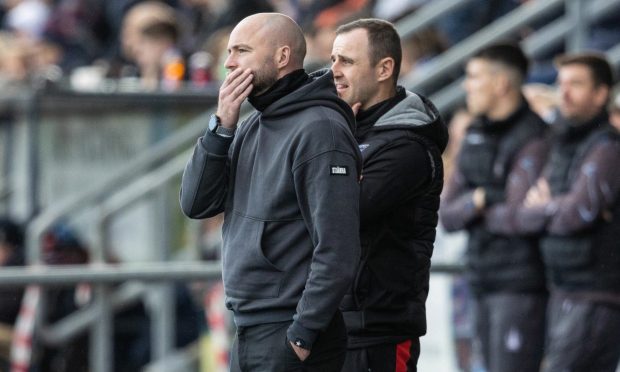 Dunfermline Athletic manager James McPake with assistant Dave Mackay.