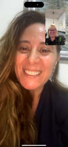 Debbie on a video call with Nadia on Sunday night.