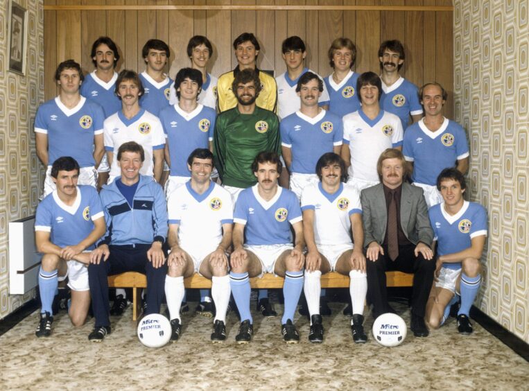 John on the far right of the back row with his Forfar Athletic team-mates in a 1981 team picture